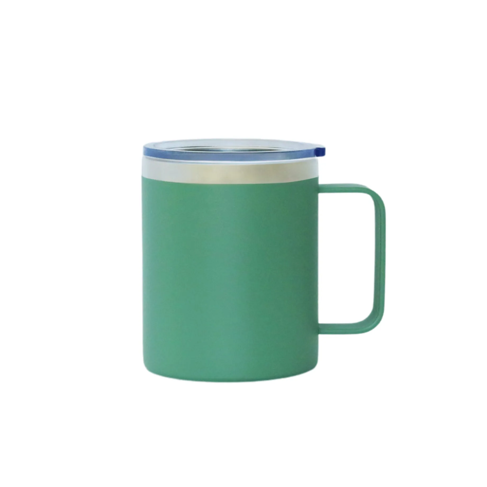 12 Oz Stainless Steel Travel Mug with Handle - Green