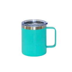 12 Oz Stainless Steel Travel Mug with Handle - Aqua