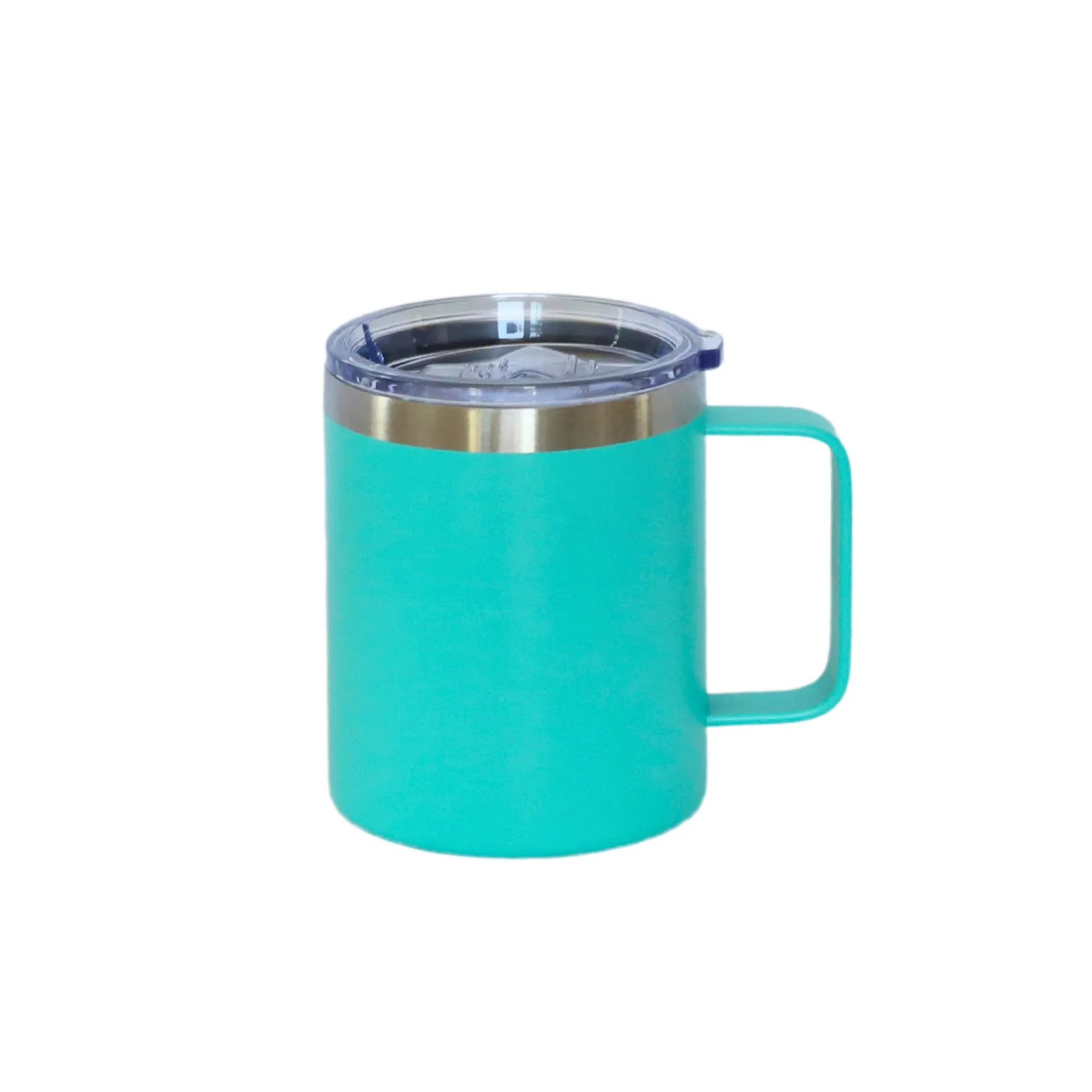 12 Oz Stainless Steel Travel Mug with Handle - Aqua