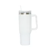 40 Oz Stainless Steel Tumbler with Handle & Straw - White