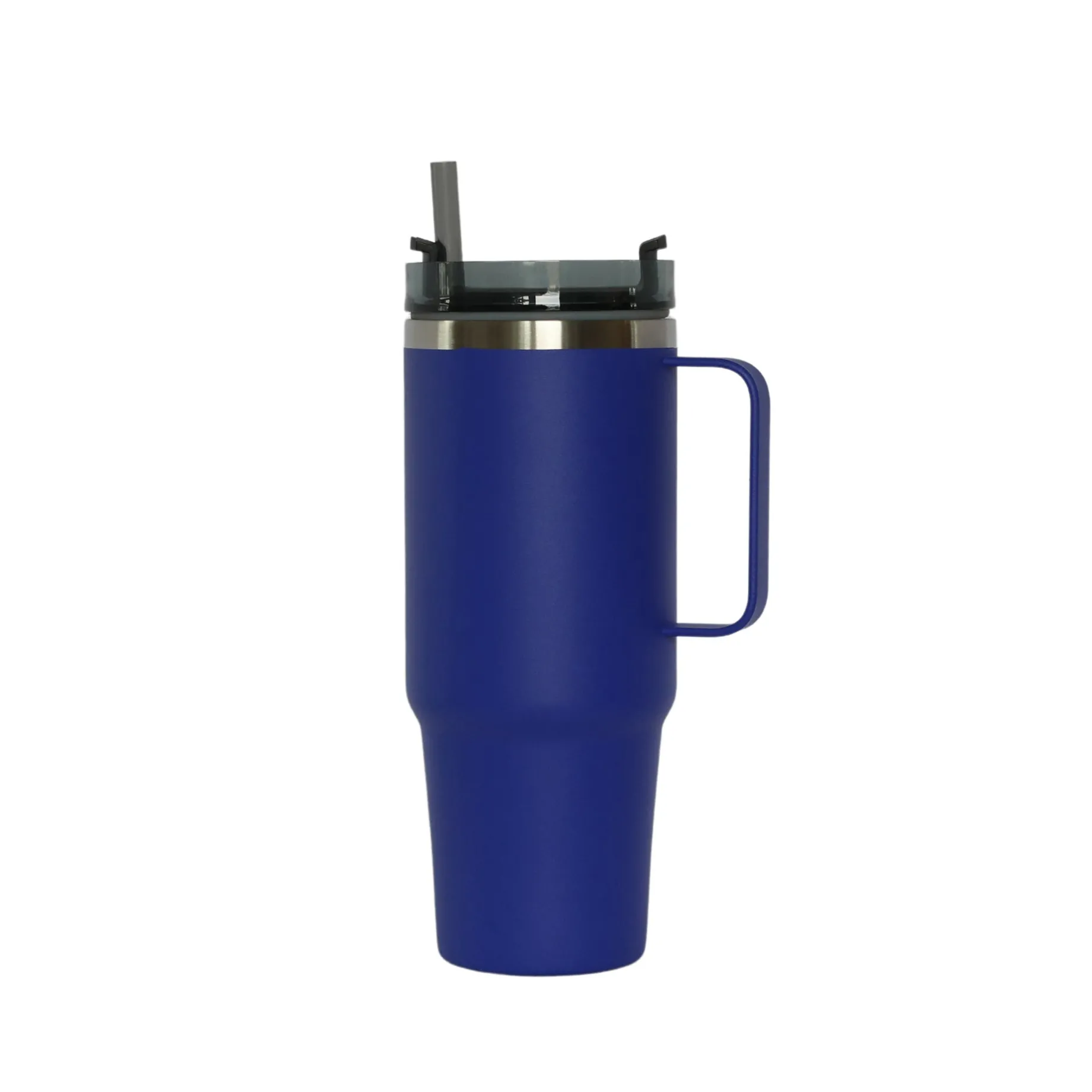 30 Oz Stainless Steel Tumbler with Handle & Straw - Royal Blue