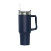 40 Oz Stainless Steel Tumbler with Handle & Straw - Navy