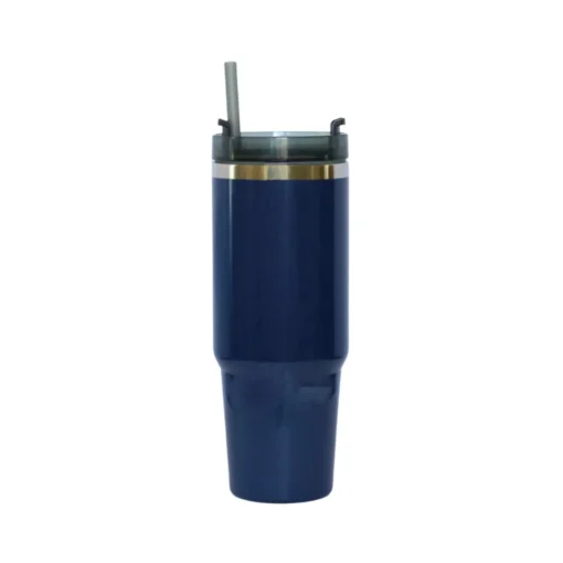 30 Oz Stainless Steel Tumbler with Straw - Navy