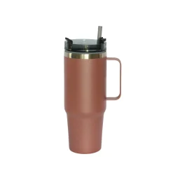 30 Oz Stainless Steel Tumbler with Handle & Straw - Rose