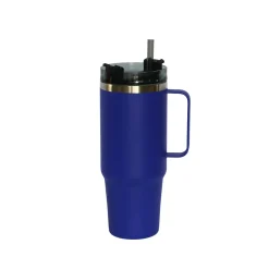 30 Oz Stainless Steel Tumbler with Handle & Straw - Royal Blue