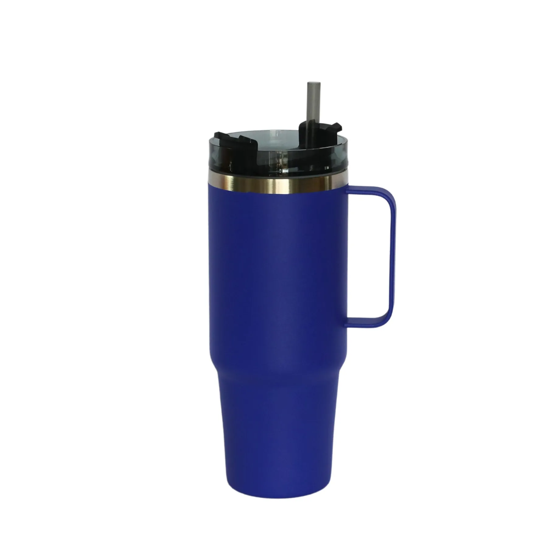 30 Oz Stainless Steel Tumbler with Handle & Straw - Royal Blue