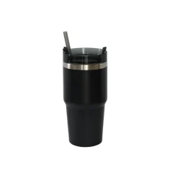 20 Oz Stainless Steel Tumbler with Straw - Black