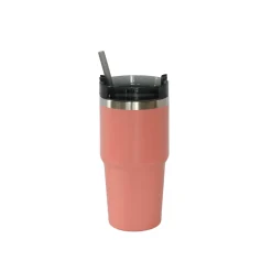 20 Oz Stainless Steel Tumbler with Straw - Peach