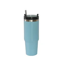 30 Oz Stainless Steel Tumbler with Straw - Light Blue