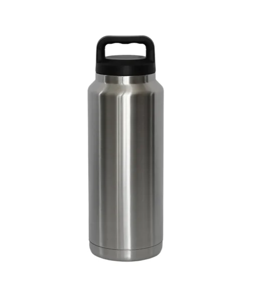 36 Oz Stainless Steel Twist-Off Cap Water Bottle- Silver