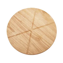 14" Wooden Pizza Board with Precision Cutting Wheel & Server