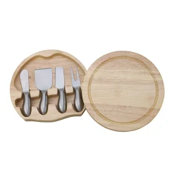 Round Swiveling Cheeseboard with 4 Stainless Steel Utensils