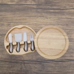 Round Swiveling Cheeseboard with 4 Stainless Steel Utensils