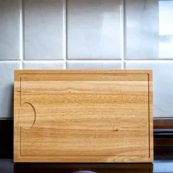 Rubberwood Cutting Board with Well - 18" x 12"