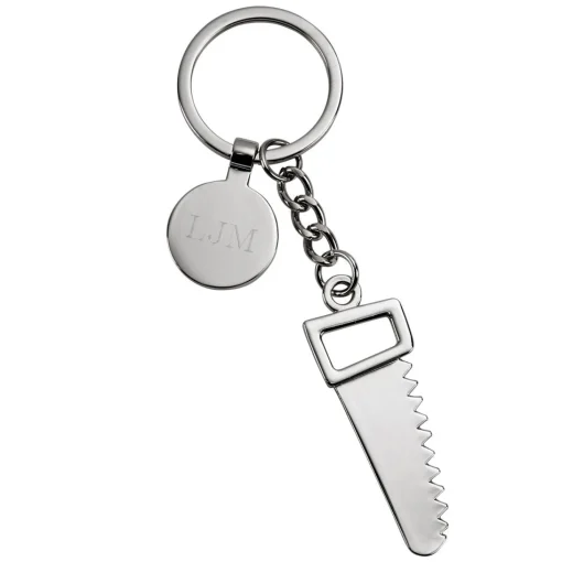 Saw Keychain with Engraving Tag, 4.75"