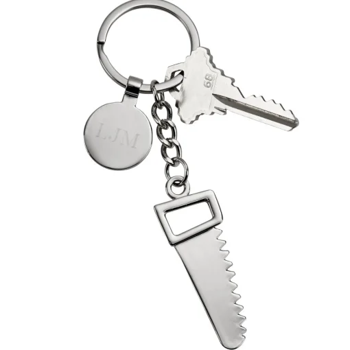 Saw Keychain with Engraving Tag, 4.75"