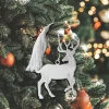 Scroll Reindeer Ornament with White Tassel