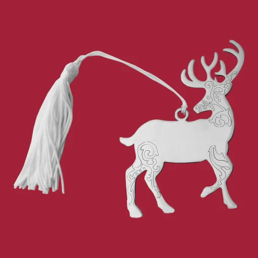 Scroll Reindeer Ornament with White Tassel