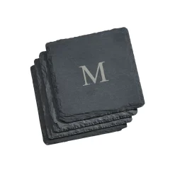 Set Of 4 Slate Coasters 4" Square
