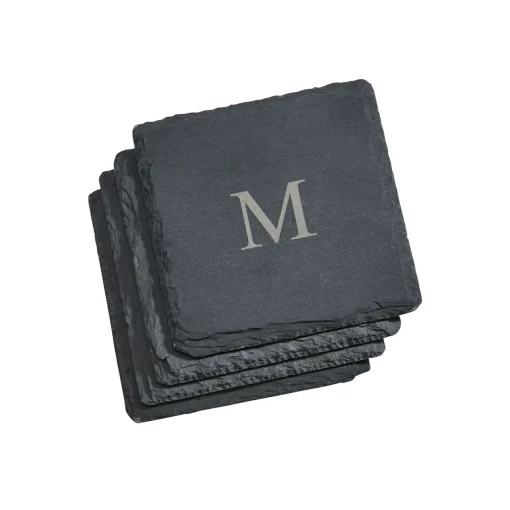 Set Of 4 Slate Coasters 4" Square