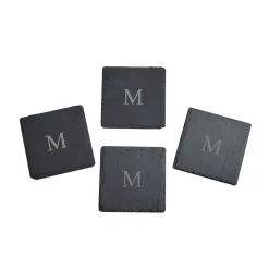 Set Of 4 Slate Coasters 4" Square