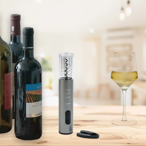 Silver Wine Opener with Stainless Steel Corkscrew