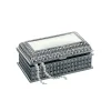 Silverplated Rectangular Box with Beaded Antique Design, 4"