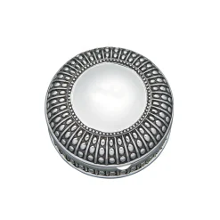 Silverplated Round Antique-Style Box with Beaded Detail, 4.5"
