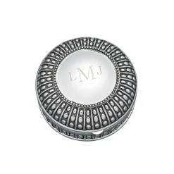 Silverplated Round Antique-Style Box with Beaded Detail, 4.5"