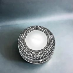 Silverplated Round Antique-Style Box with Beaded Detail, 4.5"