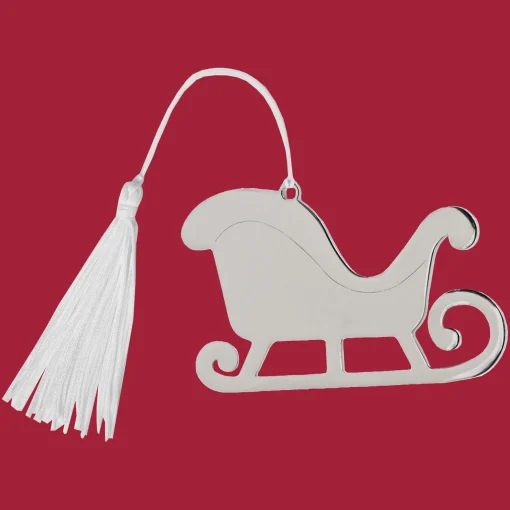 Sleigh Ornament w/White Tassel