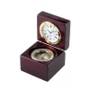 Square Wood Box With Clock & Compass In Piano Finish