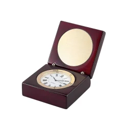 Square Wood Box With Clock In Piano Finish