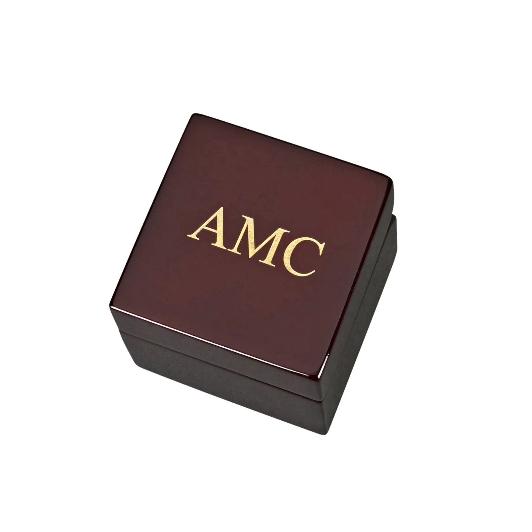 Square Wood Box With Clock & Compass In Piano Finish