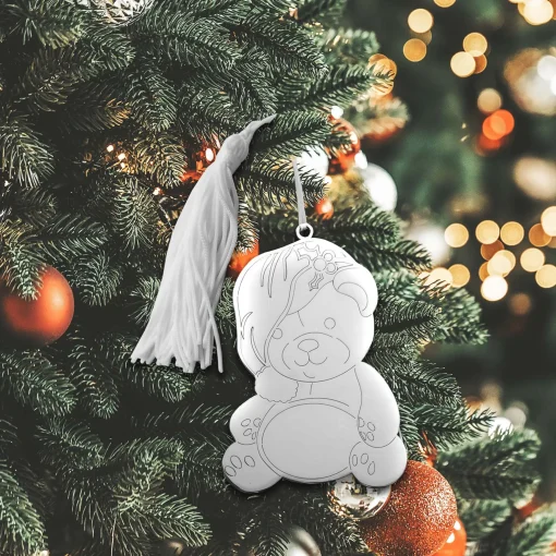 Teddy Bear Ornament with White Tassel