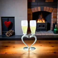 Toasting Goblets With Heart Shaped Separating Base & Stem