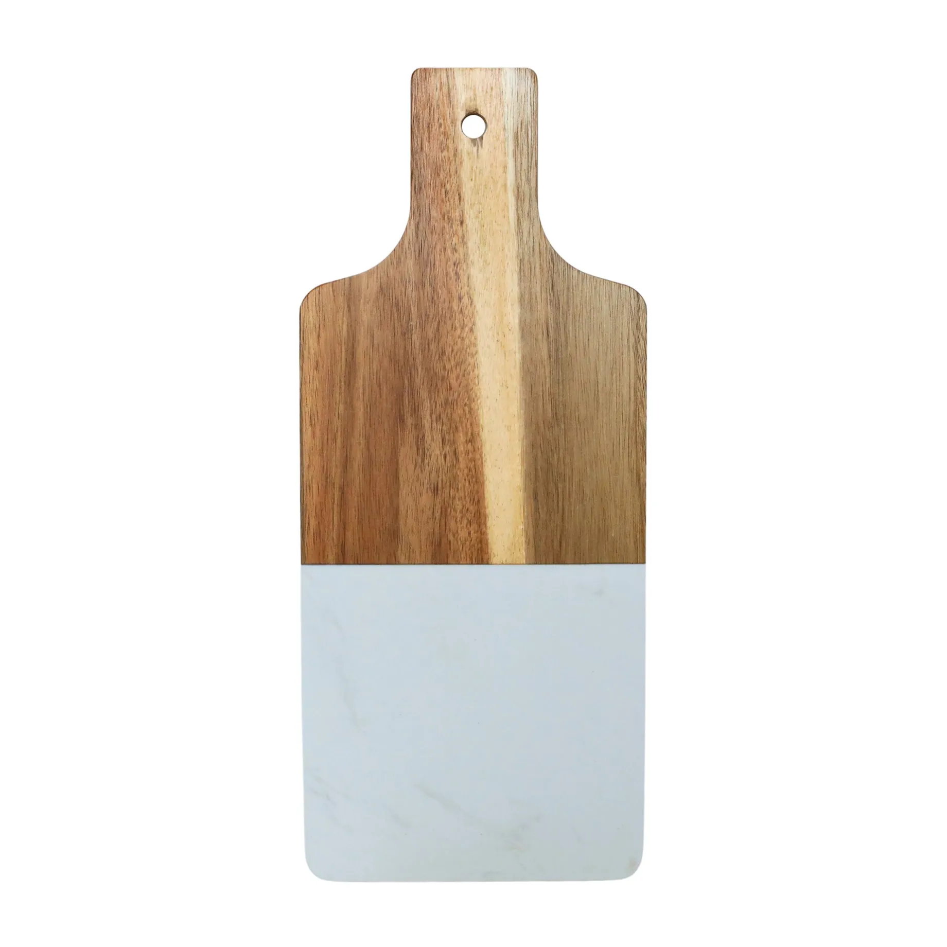 White Marble and Acacia Wood Handled Board