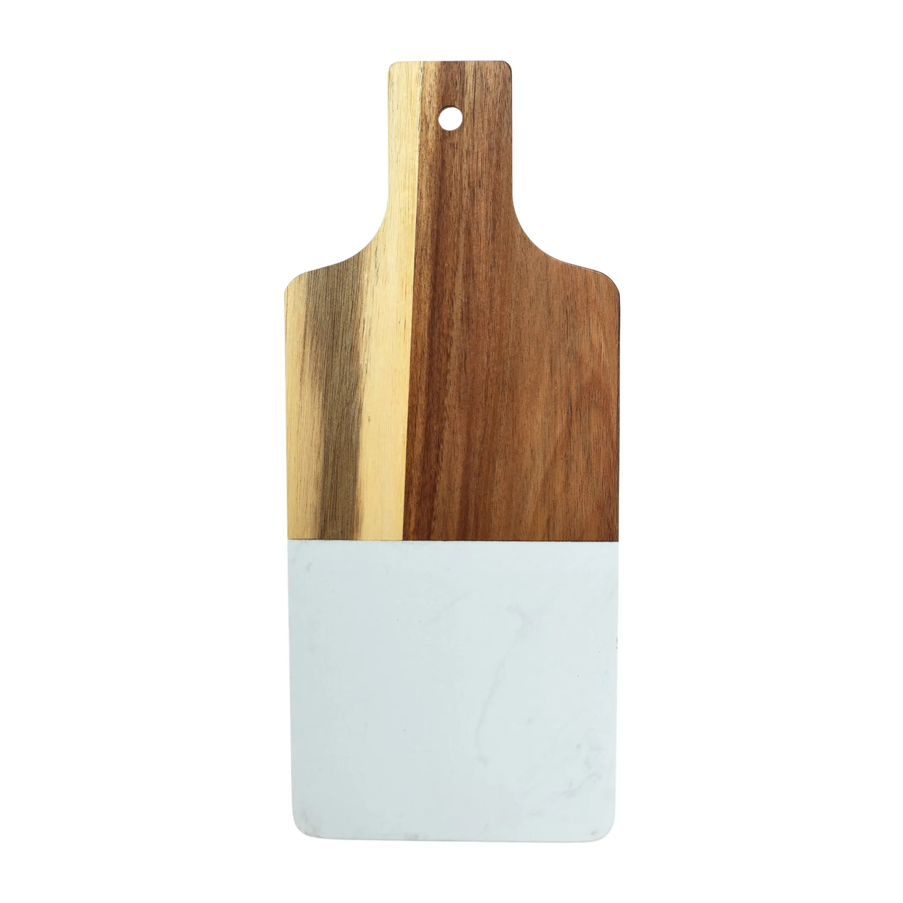 White Marble and Acacia Wood Handled Board