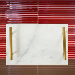 White Marble Board with Gold Handles