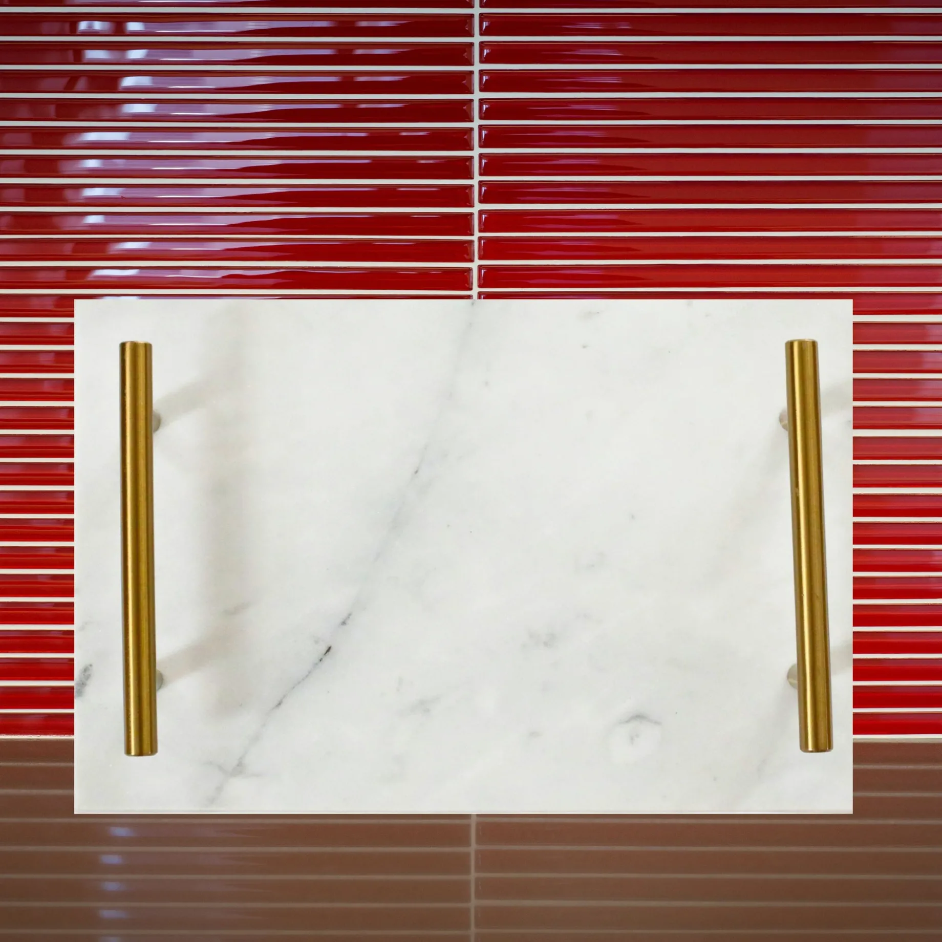 White Marble Board with Gold Handles