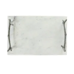 White Marble Board with Silver Branch Handles