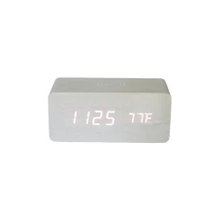 White Wood Wireless Phone Charger/Digital Clock