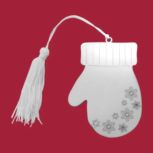 Winter Mitten Ornament with White Tassel